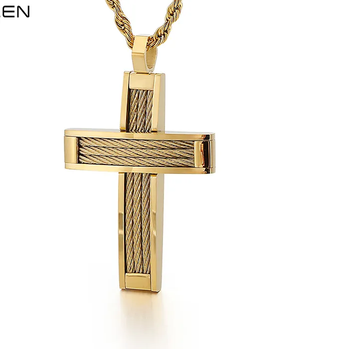 Authentic KALEN Cross Pendant Necklace For Men Prayer Dubai Crux Chain Choker Christ Jewellry