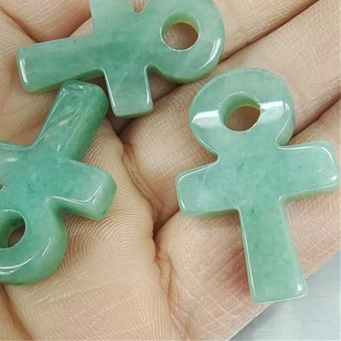 Authentic 5PCS Egypt Crux Ansata Signals Natural Gemstone Material SIZE 30X20MM WITH CROSS GOOD FOR YOUR JEWELRY DESIGNS OR DECORATION