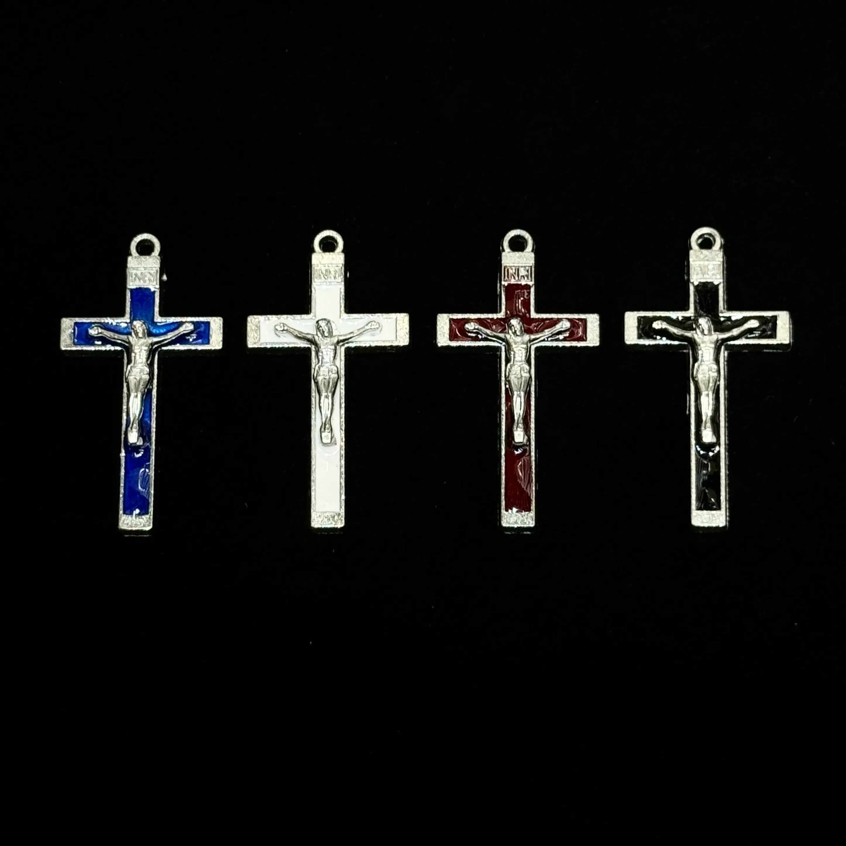 Authentic Sacred Enamel INRI Crucifix Pendants for Devotional Rosaries and Talismans