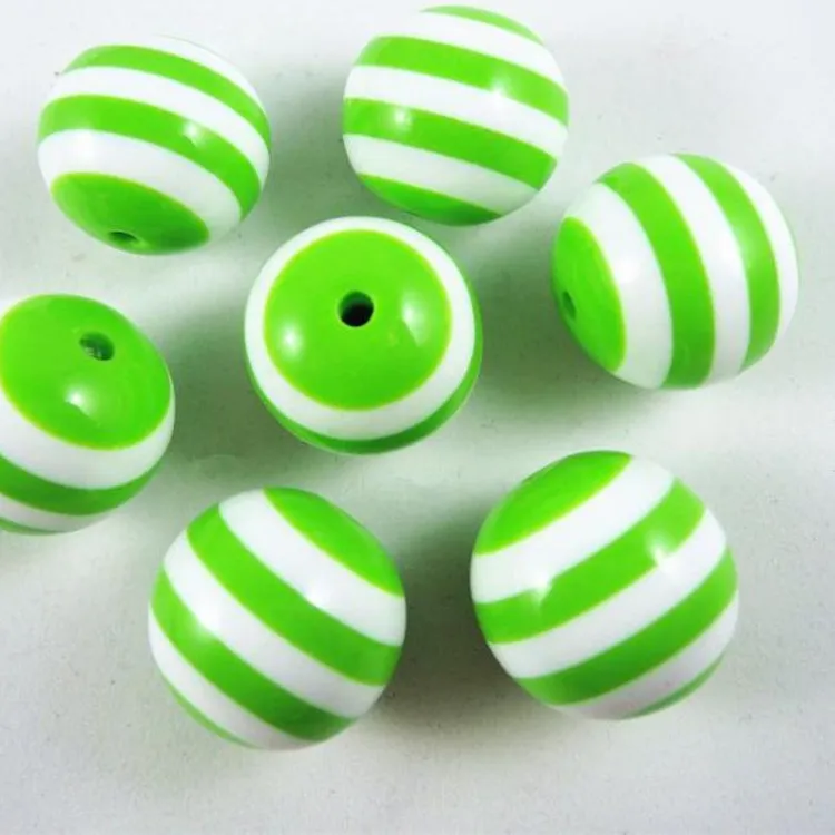 Authentic 20mm 10pcs/lot Jewelry Accessory Colorful Acrylic Resin Spacer Beads Round Shape Mixed Stripe Pattern for Chunky Beads Necklace