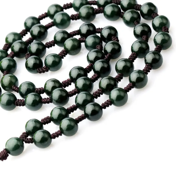 Authentic Hetian Gray Chain Lanyard Men and Women's Prayer Beads Jade Necklace Pendant Rope