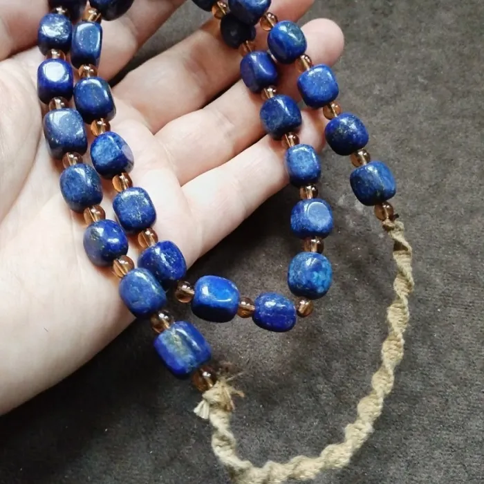 Authentic Tibetan backflow old pulp necklace sweater chain a lapis lazuli beads accessories