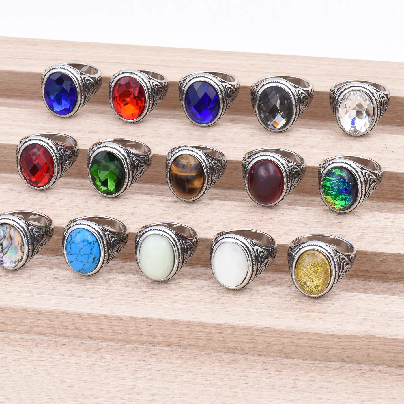 Authentic Men's 316LStainless High Quality Onyx Rings Classic Trend Jewelry