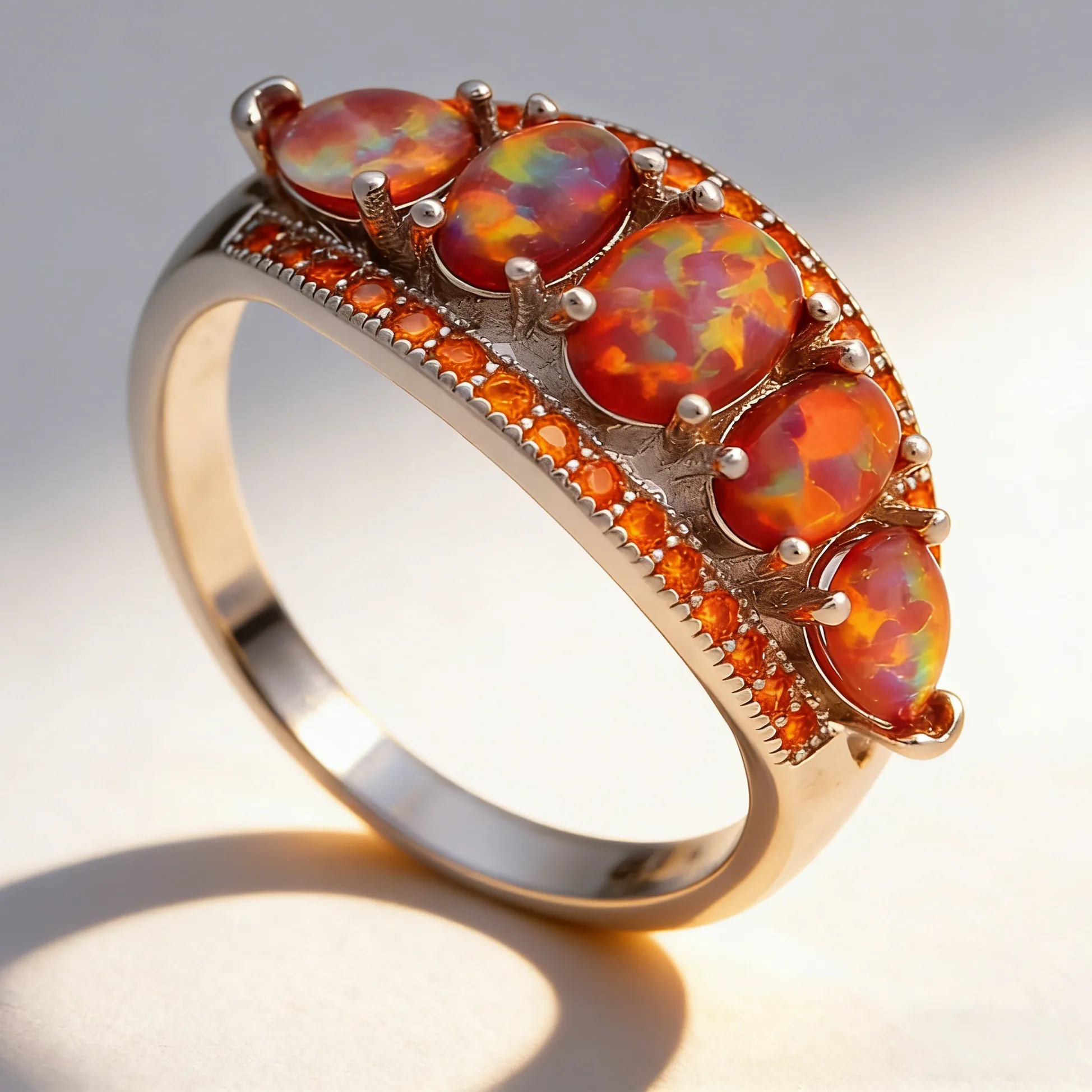 Authentic Elegant Cocktail Jewelry Accessory, Platinum Plated Colorful Opal And Zircon Ring for Women, Aniversary Valentine