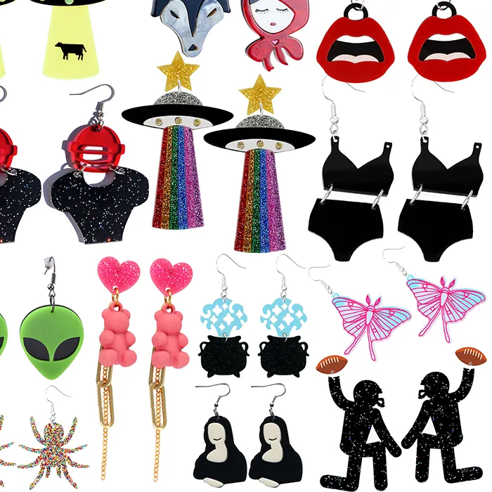 Authentic Earrings For Women Girls Hip Hop Cute Exaggeration Special Creativity Jewelry UFO Alien American Football Magic Butterfly