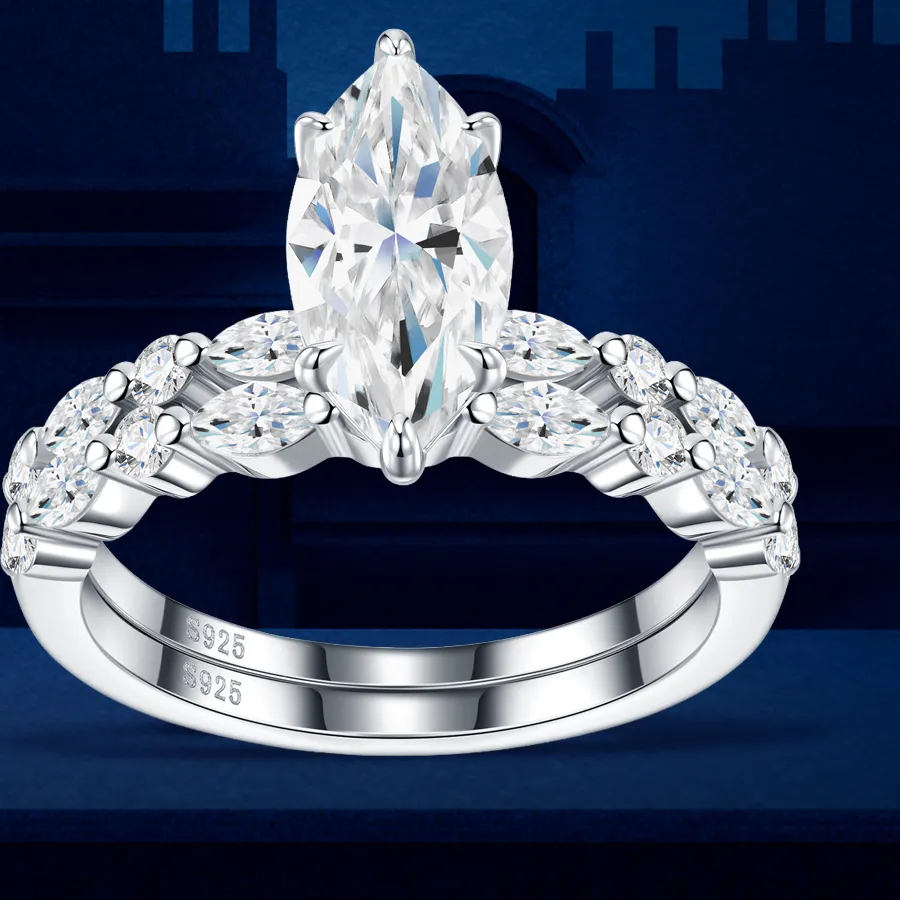 Authentic The Celestial Eye Marquise Moissanite Set