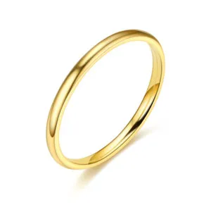 Authentic 2mm Gold Plated Stackable Ring Wedding Band Women Girl size 3-13