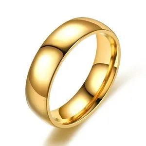 Authentic 6MM Gold Plated Men Women Wedding Ring Band Size 6-13