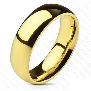 Authentic Solid Gold Plated Titanium 6mm Plain Wedding Band Ring Size 5-13