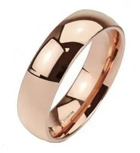 Authentic Solid Titanium Polished Rose Gold Plated 6mm Plain Wedding Band Ring Size 5-13