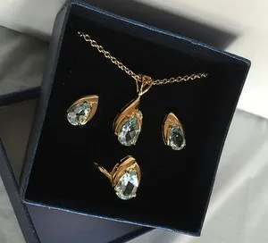 Authentic Celestial Azure Harmony Suite - 14K Gold Plated Blue Topaz Consecrated Talisman Set
