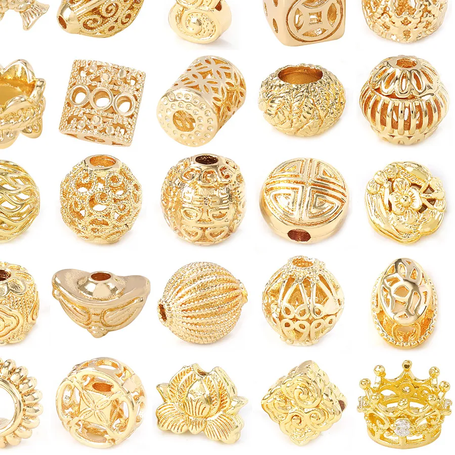 Authentic Celestial Radiance: 18K Gold-Hued Sacred Geometry Spacers