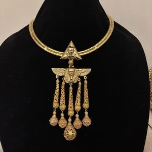 Authentic Vintage Gold Plated VRBA Egyptian Torque Necklace Egyptian Revival