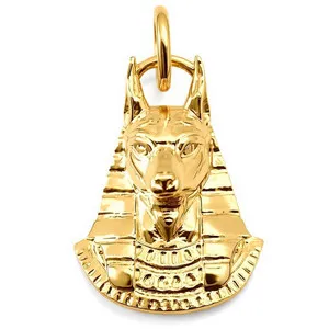 Authentic Egyptian Anubis God Pendant Charm 18K Gold Plated Ancient Egypt God For Necklace