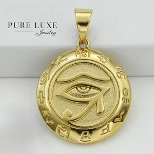 Authentic ,Egyptian Eye 35mm Circle Charm Gold plated.Box