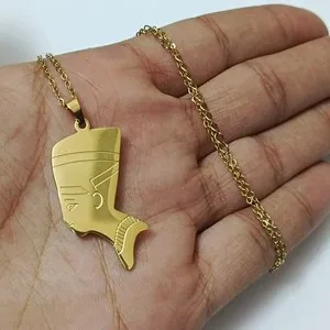 Authentic Gold-plated Nefertiti necklace handmade Egyptian vintage jewelry royal idea