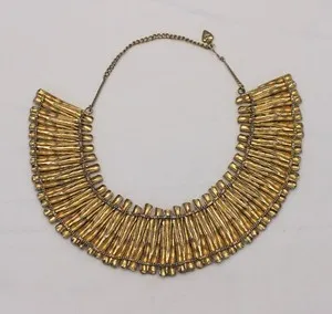 Authentic 💥vintage MOSELL Yellow Gold Plated EGYPTIAN Design Wide STATEMENT Necklace💥
