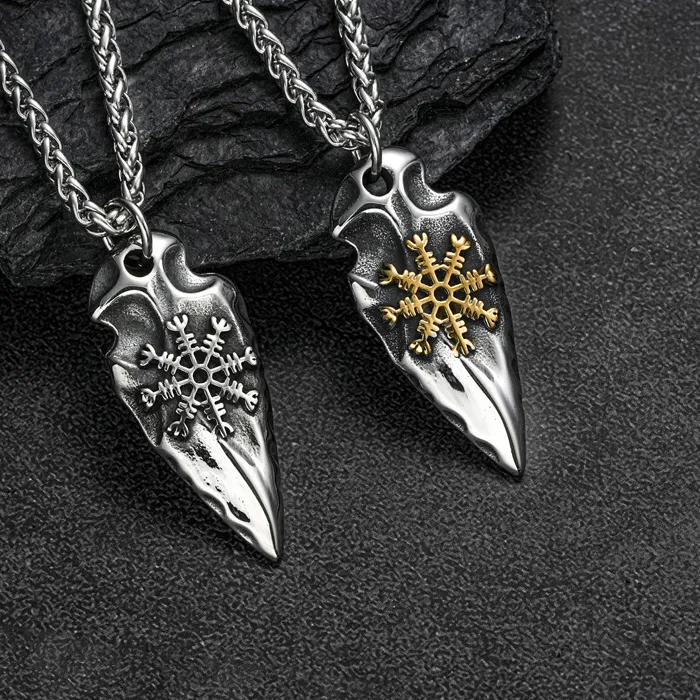 Authentic Nordic Odin Viking Vegvisir Pendant Necklace Men Vintage Compass Helm of Awe Necklace Amulet Jewelry