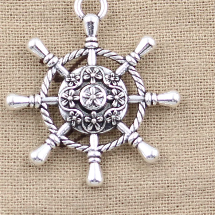 Authentic 3pcs Charms Hollow Rudder Helm 40x34mm Antique Tibetan Bronze Pendant Findings Accessories DIY Vintage Choker Jewelry