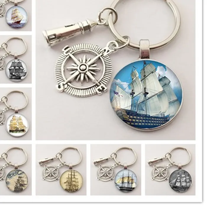 Authentic best friend helm sailing keychain lighthouse key ring bag bag women's men's jewelry