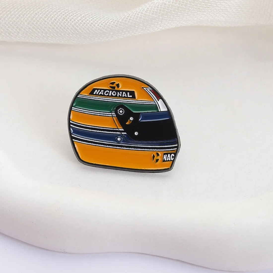 Authentic Racing Driver Enamel Pins Custom Ayrton Senna Helmet Brooches Lapel Badges Clothes Funny Jewelry Friend Cool Stylish