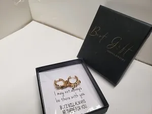 Authentic Osiana Jewelry Hoop Gold Plated Heart Charm Earrings