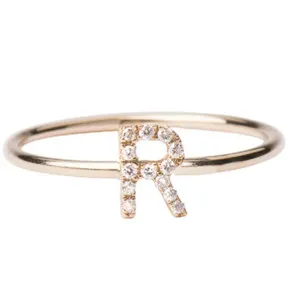 Authentic Celestial Initial Ring - Rose Gold Plated Moissanite Pave Amulet for Divine Self-Expression