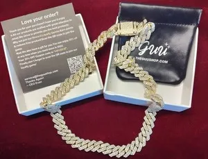 Authentic 14MM 18K YELLOW/GOLD-PLATED SEAMLESS ICED PAVE CZ CUBAN CHAIN GUU JEWELRY Bling