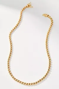 Authentic NWT Anthropologie Pave Rope Necklace 14k shiny Gold Plated 18” heavy jewelry