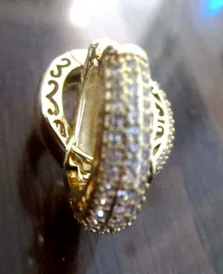 Authentic GOLD PLATED CUBIC ZAIRCONIA PAVE EARINGS FREE SHIPPING