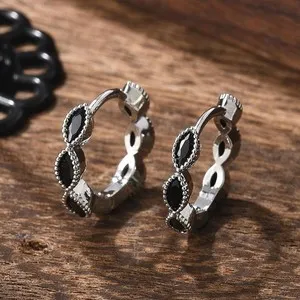 Authentic Huggie Earrings 18K Gold Plated Horse Eye Cubic Zirconia 0.61 in Micro Pave E85