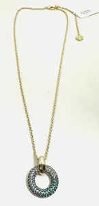 Authentic Kendra Scott Mikki Pave Pendant Gold-Plated Necklace Green Blue Ombre NWT