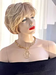 Authentic Gold plated link chain necklace with large pave CZ hand/Hamsa, handmade in USA