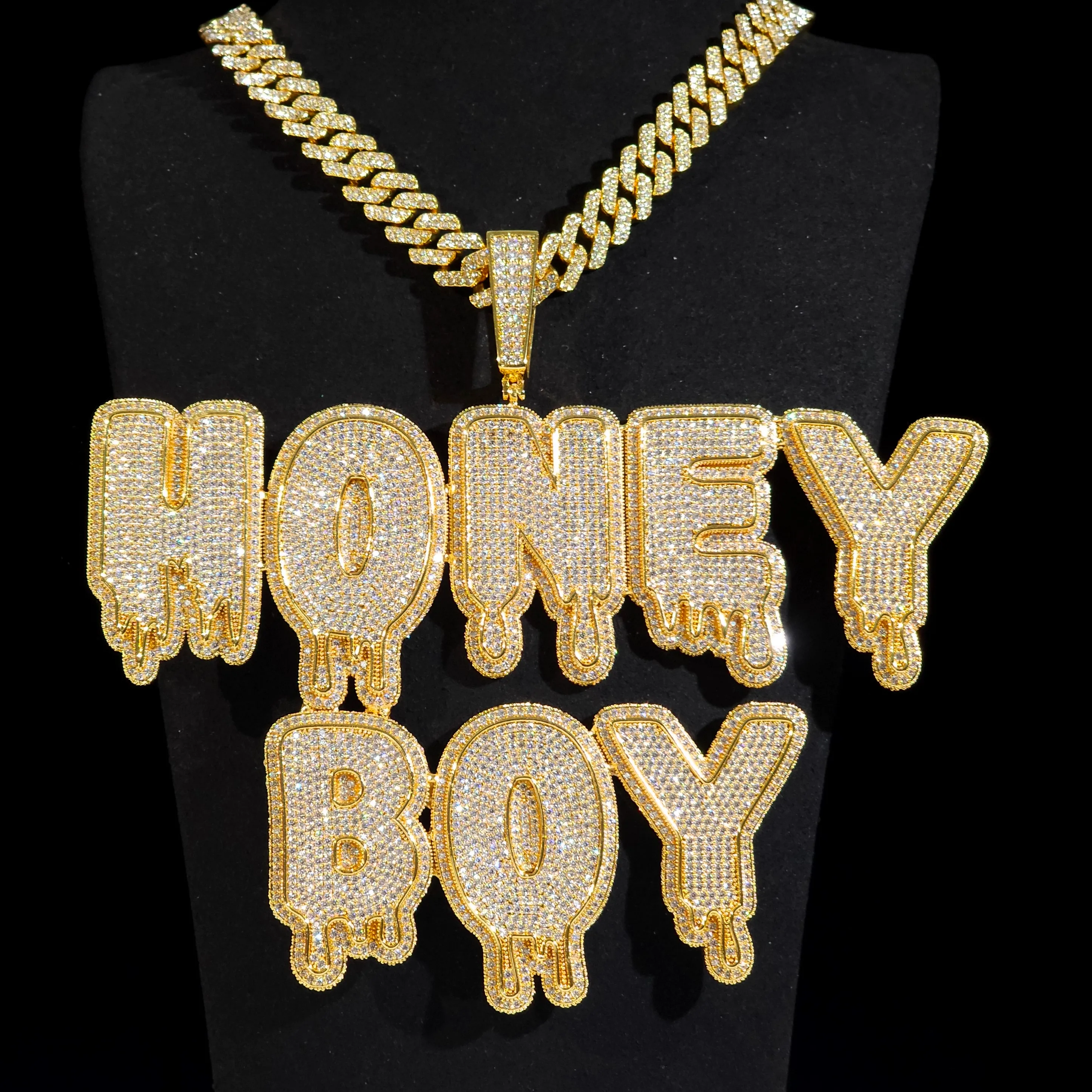 Authentic Custom Drip Letter Pendant Iced Out Name Sparkling Necklace Full Pave CZ Diamonds Hip Hop Rapper Fachion Jewelry for Men Party