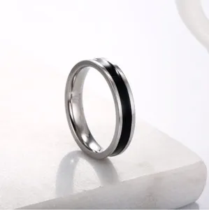 Authentic 4mm Silver Rose Gold Plated Enamel Stackable Ring Wedding Band