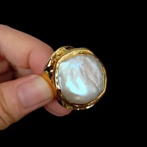 Authentic Pearl of Protection: White Baroque Pearl Amulet Ring
