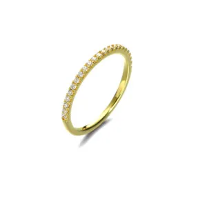 Authentic 2mm Thin 18K Gold Plated Woman Girl Eternity Infinity Forever Love CZ Ring XJ34