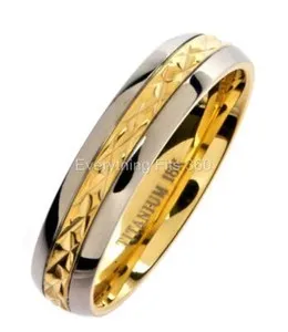 Authentic 5mm or 7mm 14K Gold Plated Wedding Band Titanium Band Comfort Fit Ring