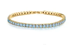 Authentic 14k White Gold Plated 4MM Round Cut CZ Tennis Chain Bracelet 7.5 Inch All Colors