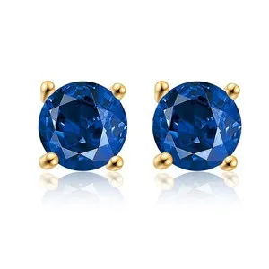 Authentic Buyless 14K Gold Plated Birthstone simulated Earring Sterling Silver 6MM