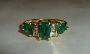 Authentic 3Ct Emerald Cut Lab Created Emerald Women's Wedding Ring 14K Yellow Gold Plated