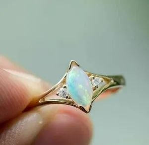 Authentic Ethereal Fire Opal Marquise Band - Solar Radiance and Intuitive Awakening Amulet