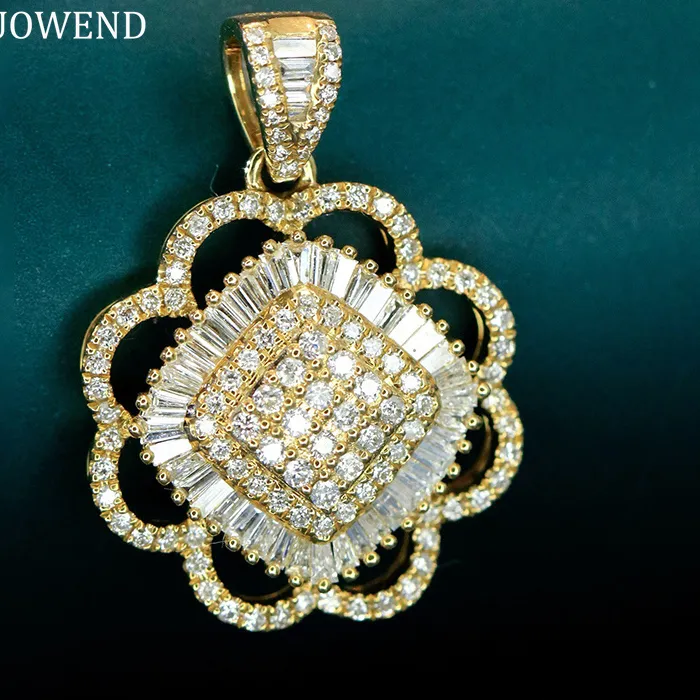 Authentic LUOWEND 100% 18K White/Yellow Gold Pendant Luxury Palace Style Real Natural Diamond Necklace Pendant for Women Fine Jewelry
