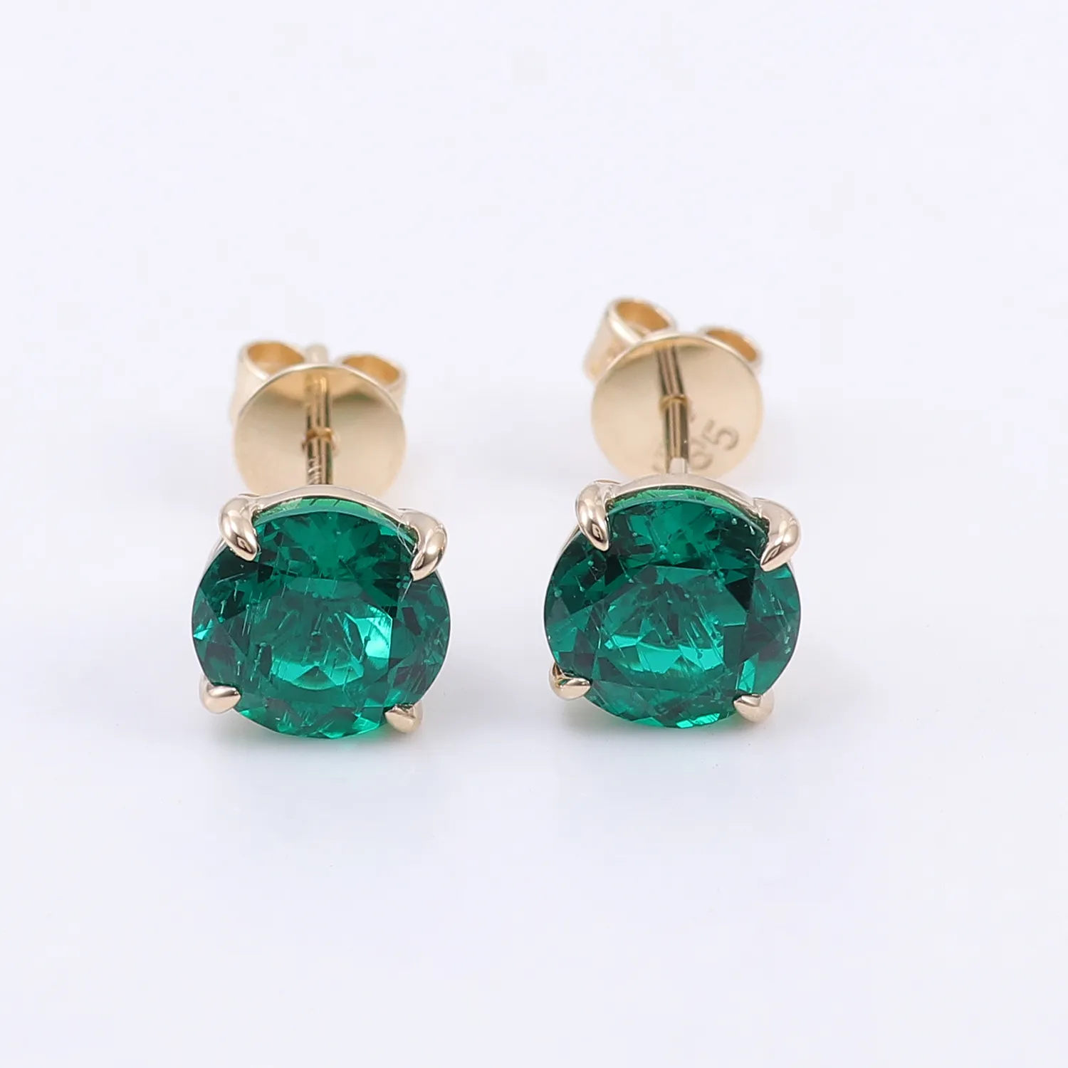 Authentic Provence Jewelry 10K Yellow Gold Emerald Zambia Earring With Round Cut For Women Party Jewelry Birthday Anniversary