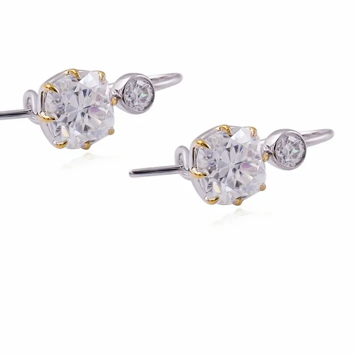 Authentic Provence 10K14k White Gold Moissanite Two-Shape Huggie Earrings For Women Party Wedding Anniversary Jewelry