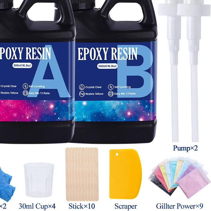 Authentic Fast Curing 1:1 Crystal Clear Epoxy Resin Kit Heat Resistant Casting Coating Resin for Art DIY Craft Jewelry Wood Table Top