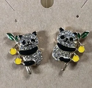 Authentic Celestial Panda Spirit Totem Earrings - Gold-Plated Charms of Joy and Harmony