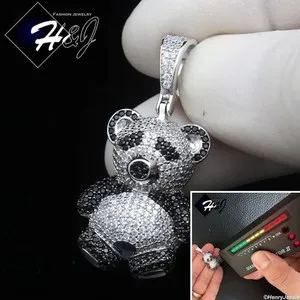 Authentic 925 STERLING SILVER BLING MOISSANITE GOLD PLATED/SILVER 3D PANDA PENDANT*MP554