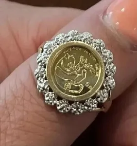 Authentic The Guardian Panda Coin Ring in Radiant 14K Gold