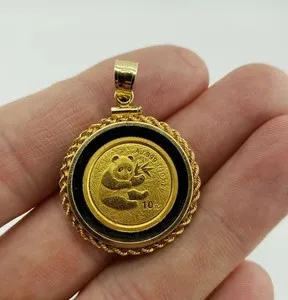 Authentic The Panda Guardian Pendant - Sacred Silver Coin Adorned in 14k Gold